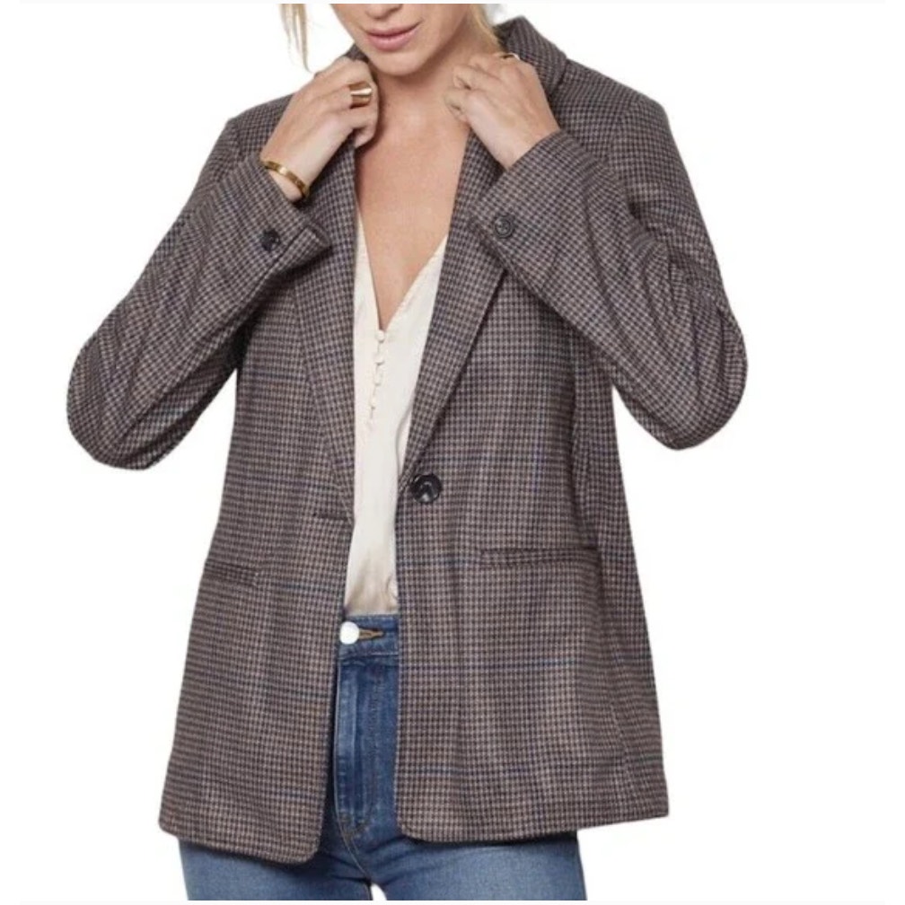 Sanctuary Nwt Plaid Academia Single Button Notched Collar Boyfriend Blazer // Xs